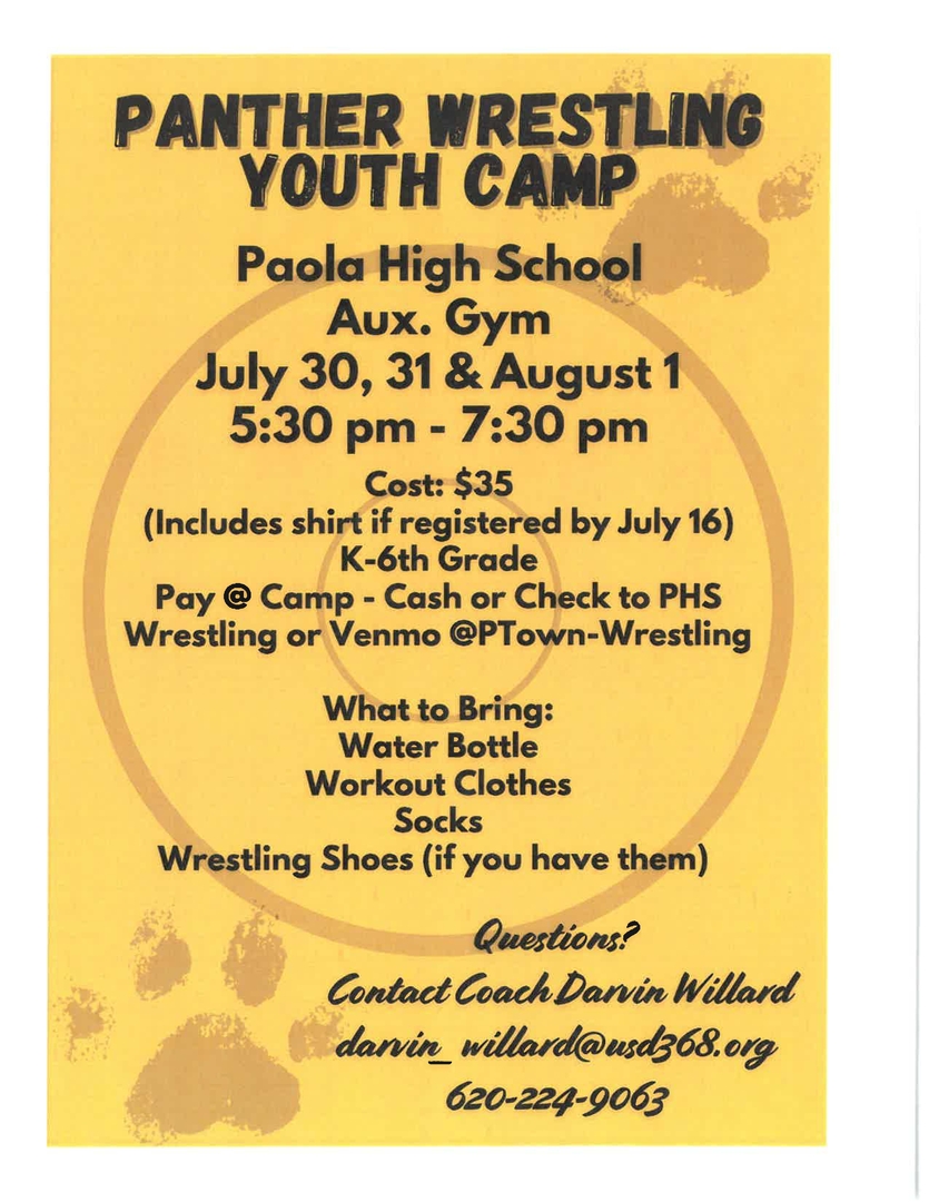 PANTHER WRESTLING YOUTH CAMP